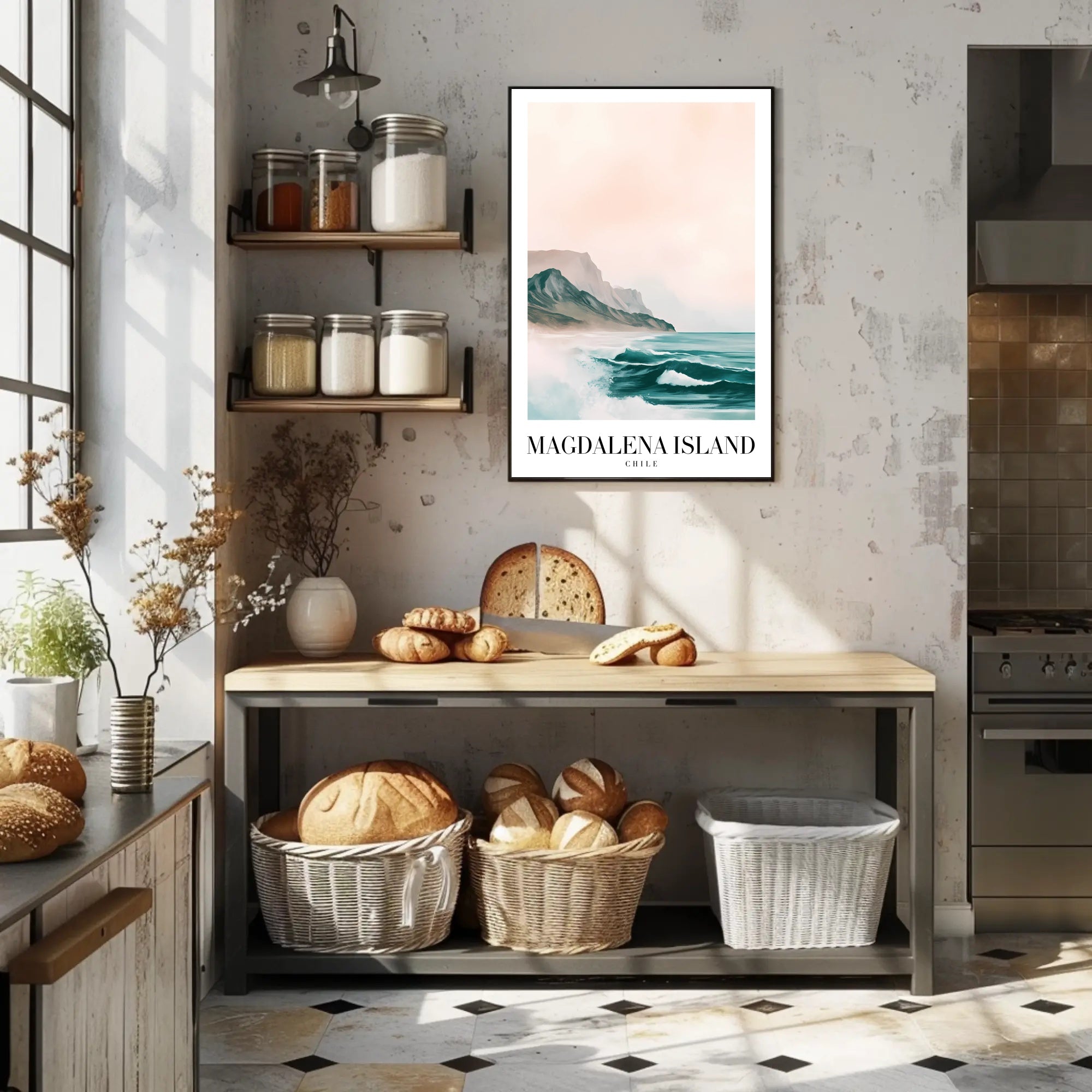 Magdalena Island Coastal Seascape Travel Poster PosterGoat