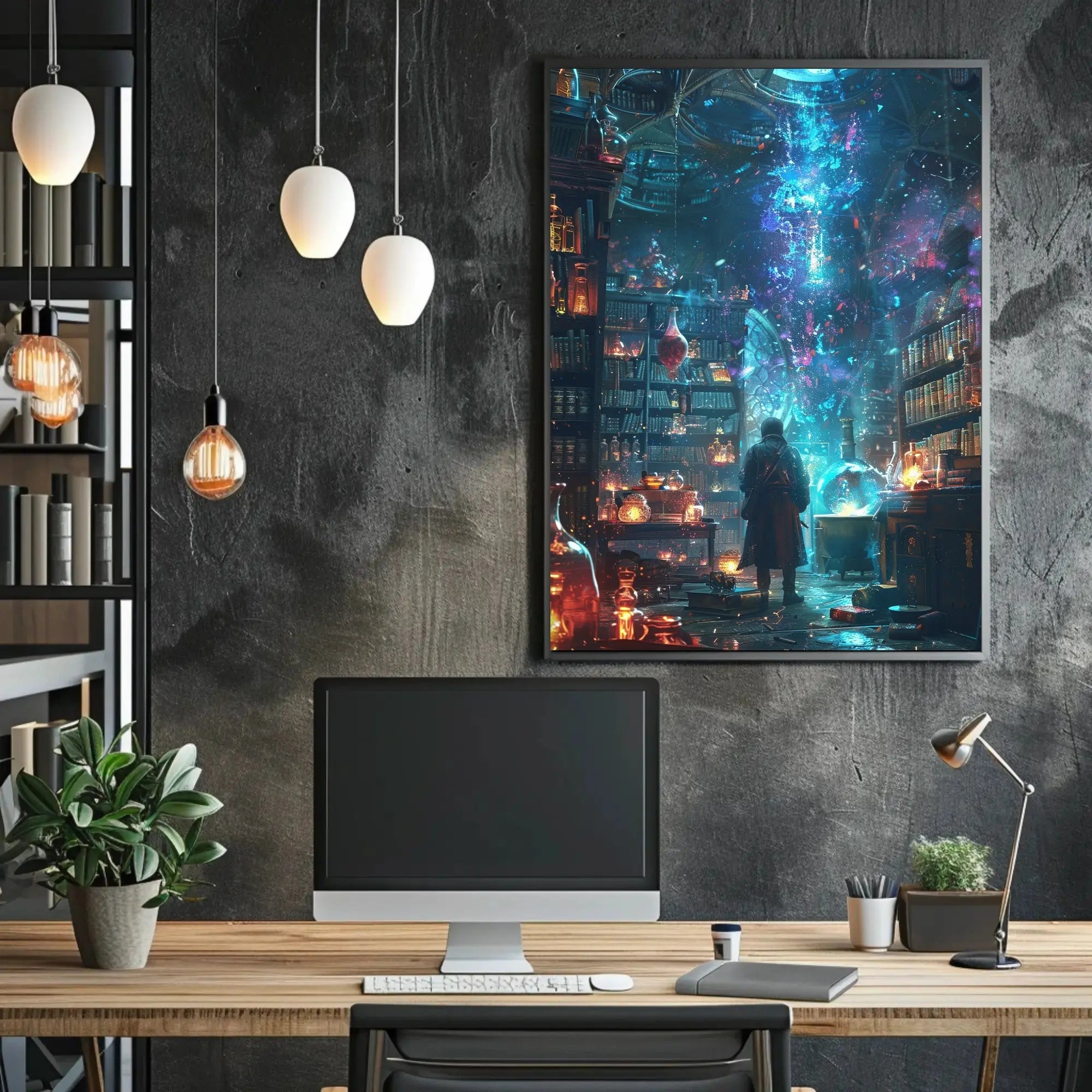 Magical Alchemist Library Fantasy Scene Poster PosterGoat