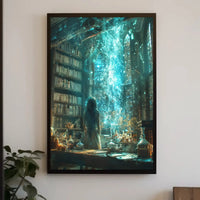 Magical Library Scene with Ethereal Mist Artistic Poster PosterGoat