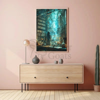 Magical Library Scene with Ethereal Mist Artistic Poster PosterGoat
