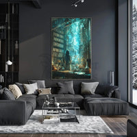 Magical Library Scene with Ethereal Mist Artistic Poster PosterGoat