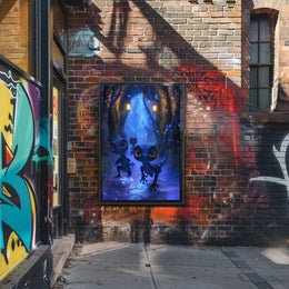 Magical Lizard Creatures in Enchanted Forest - Artistic Poster PosterGoat