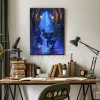 Magical Lizard Creatures in Enchanted Forest - Artistic Poster PosterGoat