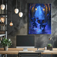 Magical Lizard Creatures in Enchanted Forest - Artistic Poster PosterGoat