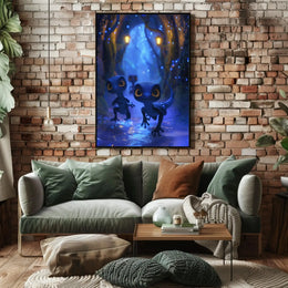 Magical Lizard Creatures in Enchanted Forest - Artistic Poster PosterGoat