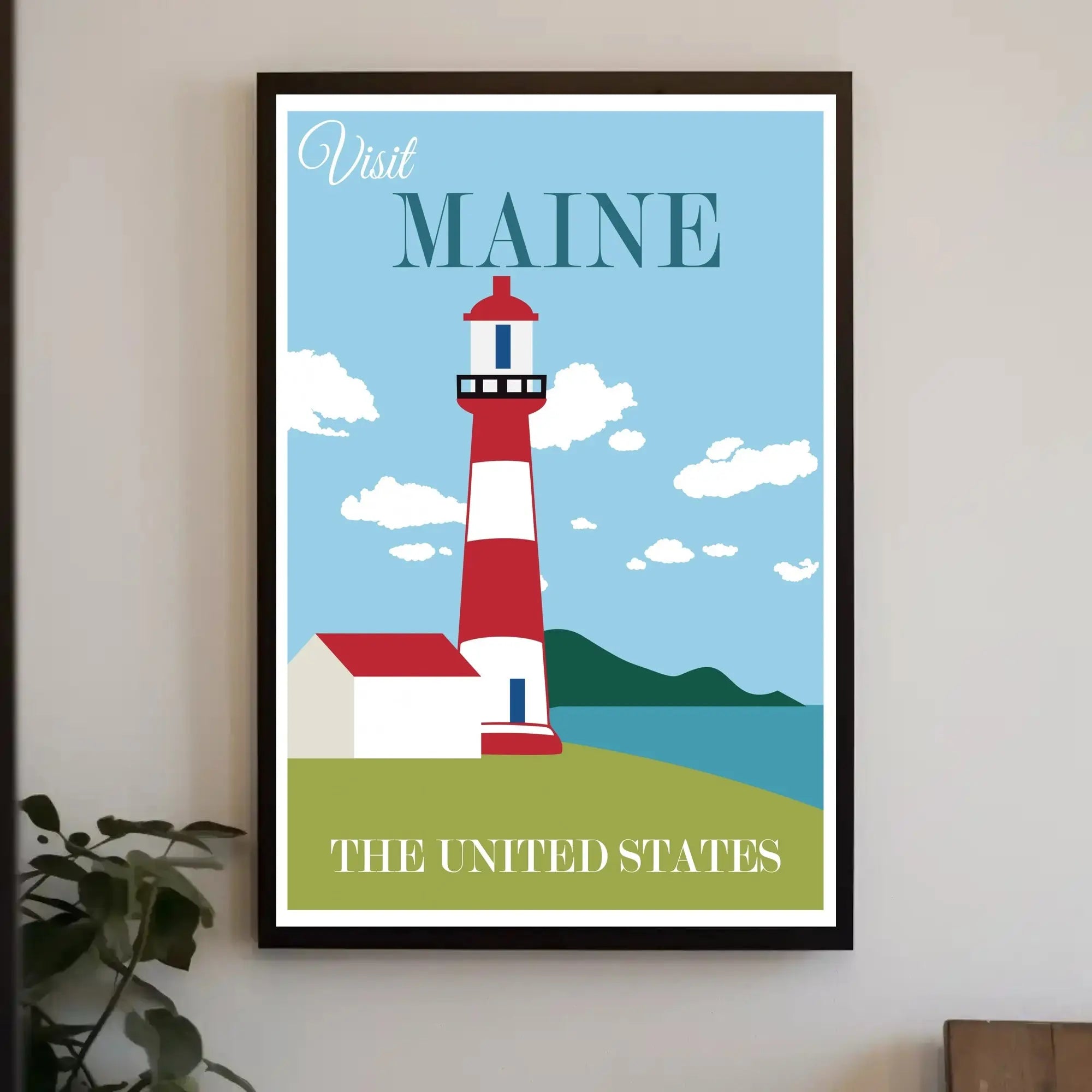 Maine Coastal Lighthouse Travel Poster PosterGoat