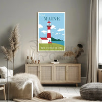 Maine Coastal Lighthouse Travel Poster PosterGoat