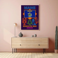 Maine Heritage Neon Tribute Poster - Cultural or Heritage Poster PosterGoat