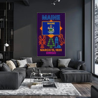 Maine Heritage Neon Tribute Poster - Cultural or Heritage Poster PosterGoat