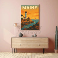 Maine Lighthouse Scenic View Travel Poster PosterGoat