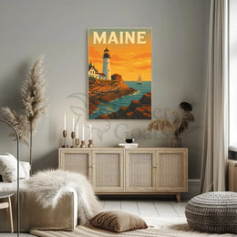 Maine Lighthouse Scenic View Travel Poster PosterGoat