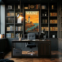 Maine Lighthouse Scenic View Travel Poster PosterGoat
