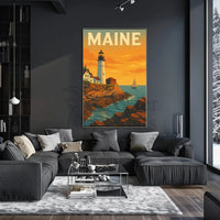 Maine Lighthouse Scenic View Travel Poster PosterGoat