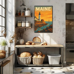 Maine Lighthouse Scenic View Travel Poster PosterGoat