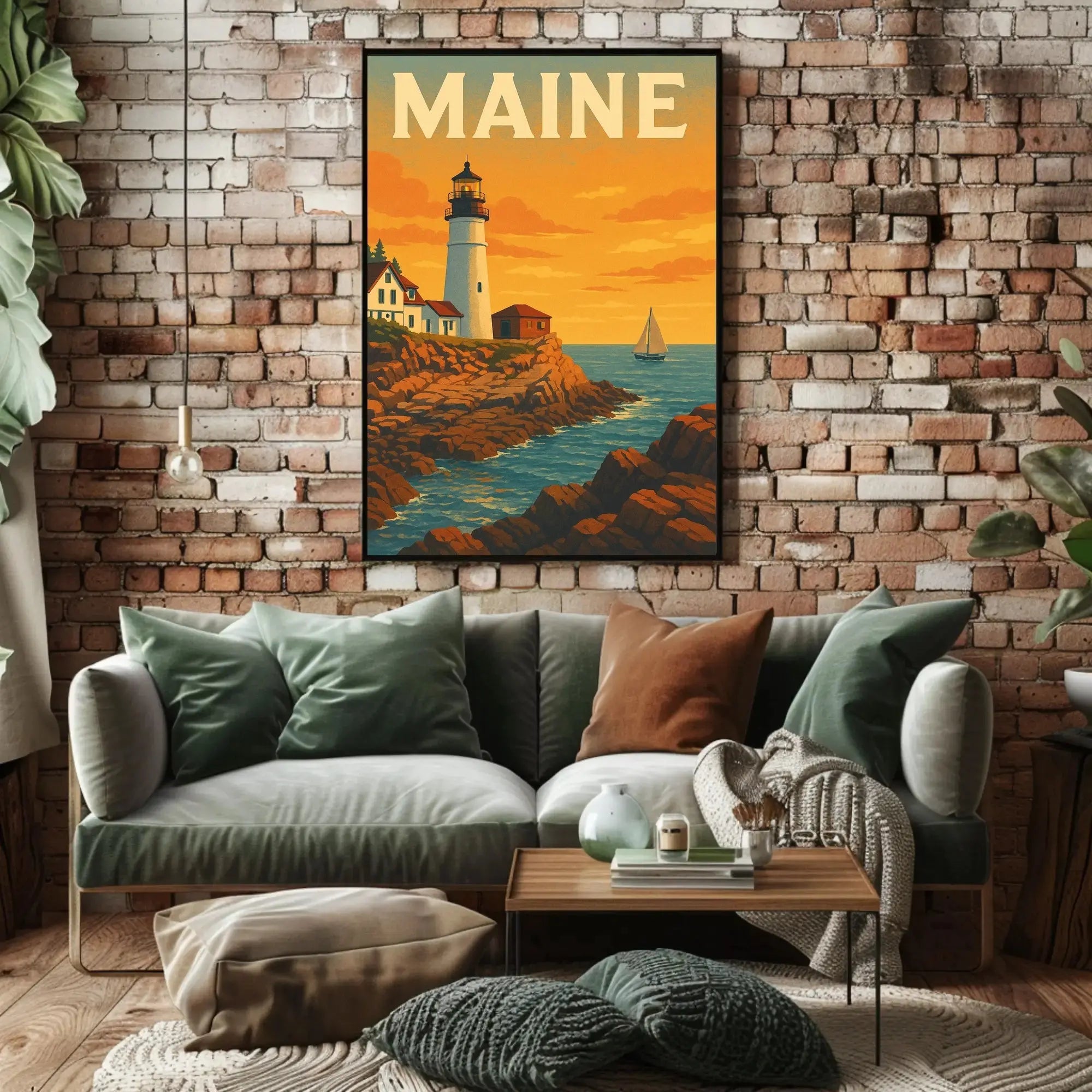 Maine Lighthouse Scenic View Travel Poster PosterGoat