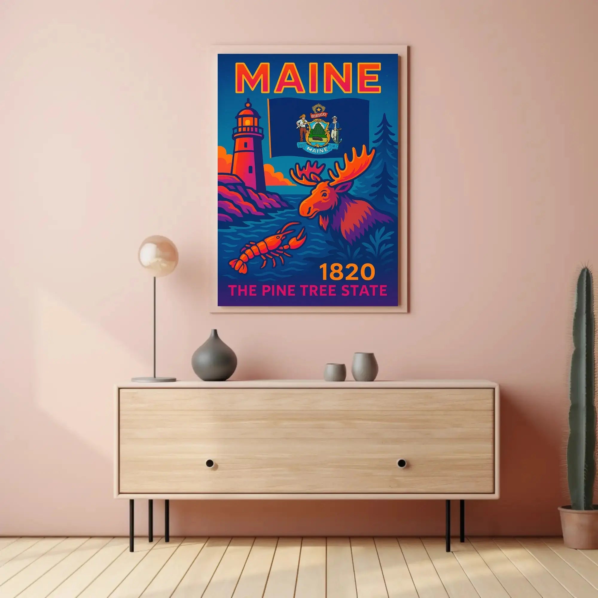 Maine The Pine Tree State Travel Poster PosterGoat