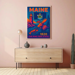 Maine The Pine Tree State Travel Poster PosterGoat