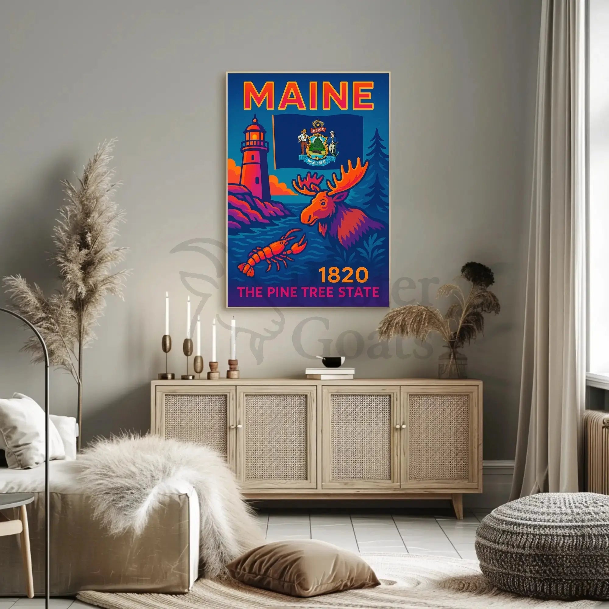 Maine The Pine Tree State Travel Poster PosterGoat