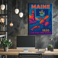 Maine The Pine Tree State Travel Poster PosterGoat