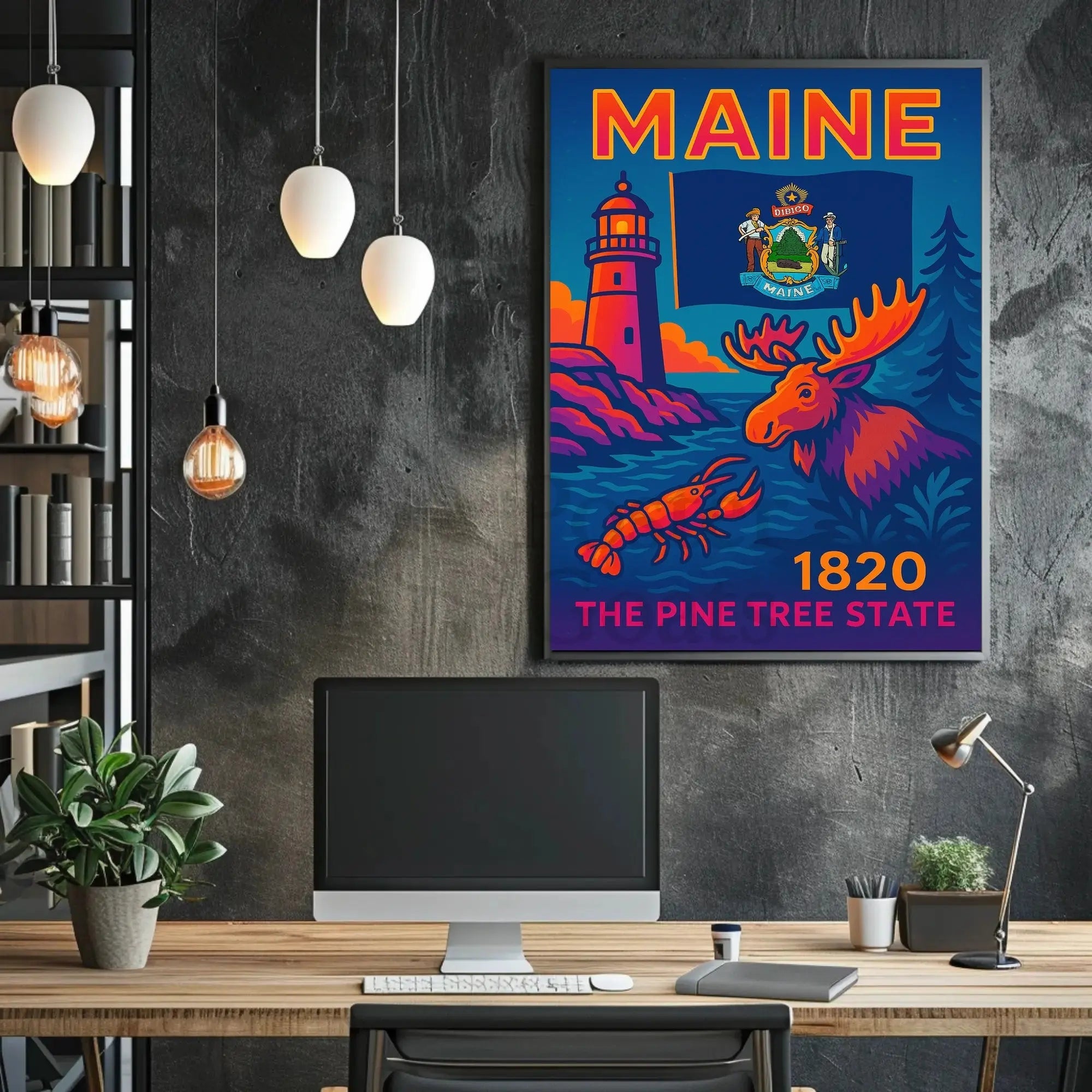Maine The Pine Tree State Travel Poster PosterGoat