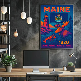Maine The Pine Tree State Travel Poster PosterGoat