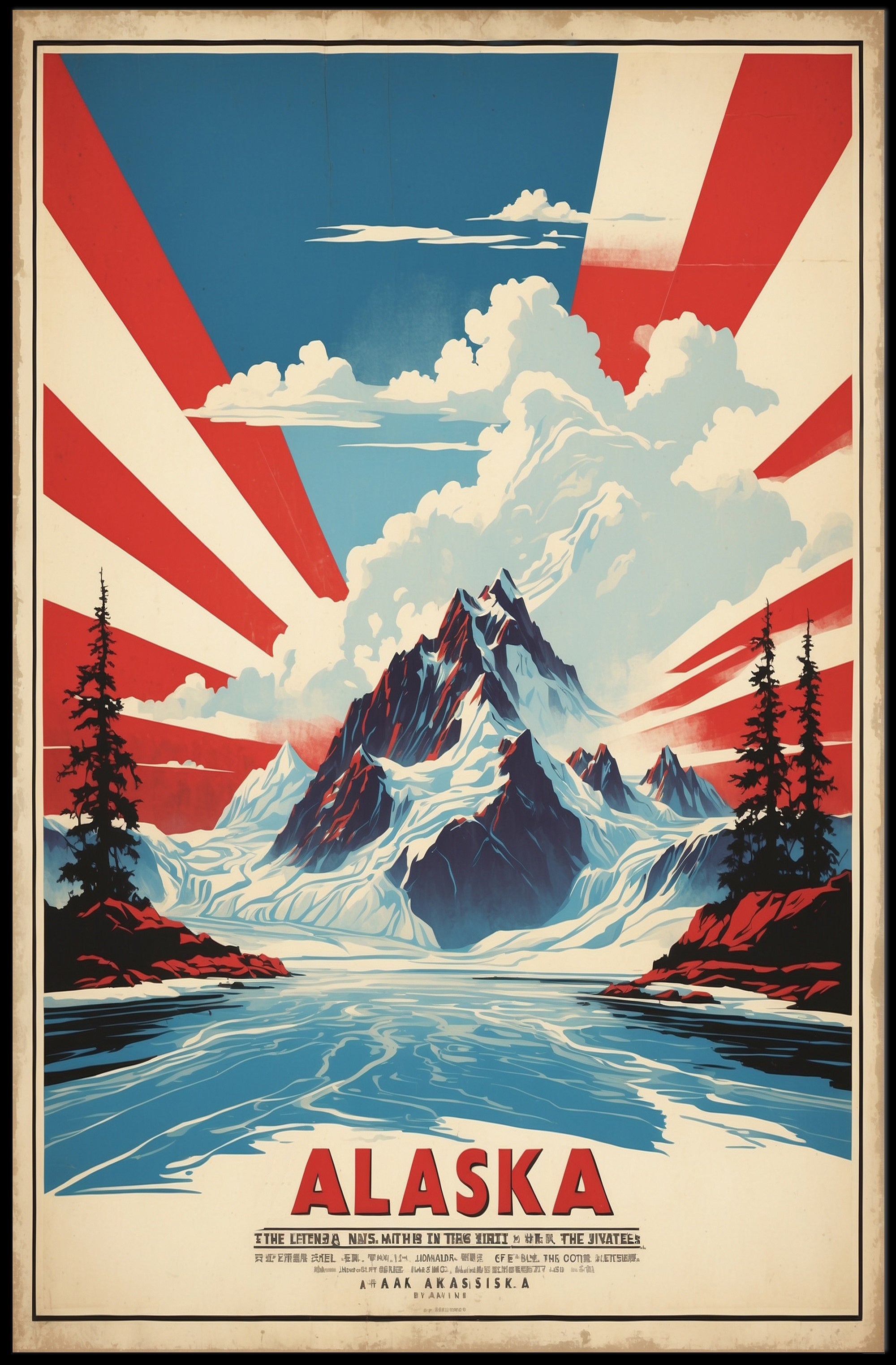 Majestic Alaska Adventure Vintage Travel Poster PosterGoat