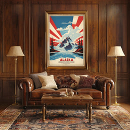 Majestic Alaska Adventure Vintage Travel Poster PosterGoat