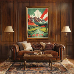 Majestic Alberta Mountains Vintage Travel Poster PosterGoat