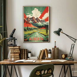 Majestic Alberta Mountains Vintage Travel Poster PosterGoat