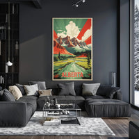 Majestic Alberta Mountains Vintage Travel Poster PosterGoat