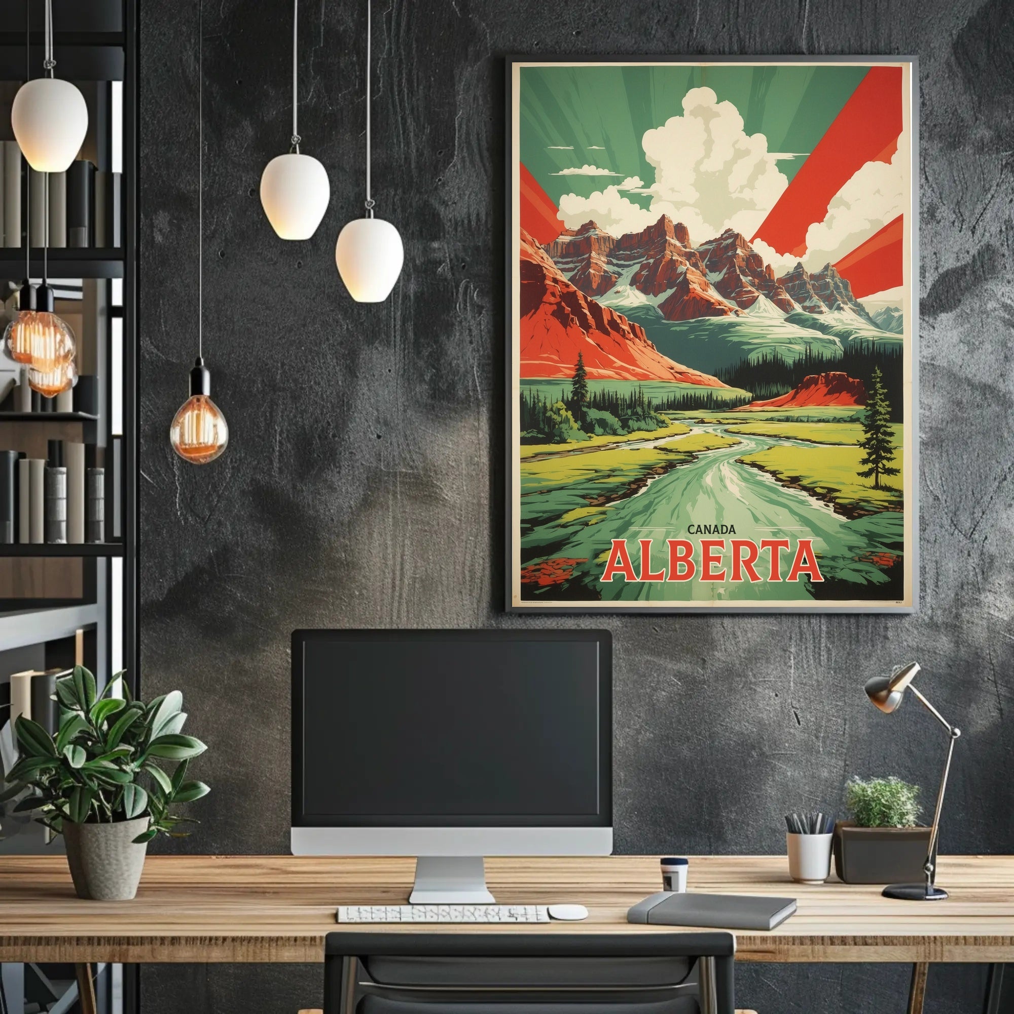 Majestic Alberta Mountains Vintage Travel Poster PosterGoat