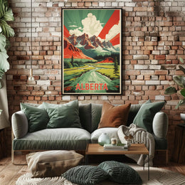 Majestic Alberta Mountains Vintage Travel Poster PosterGoat