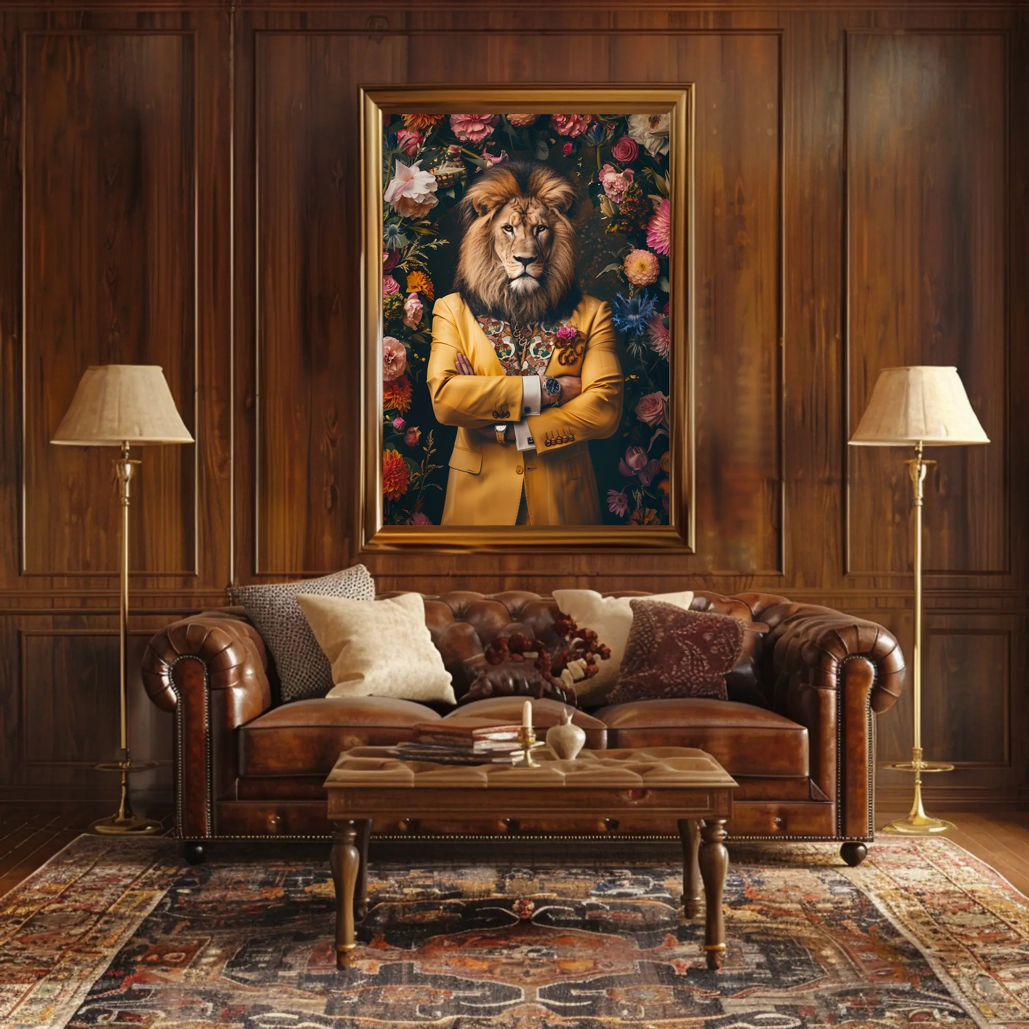 Majestic Anthropomorphic Lion Surreal Fantasy or Mythology Poster PosterGoat