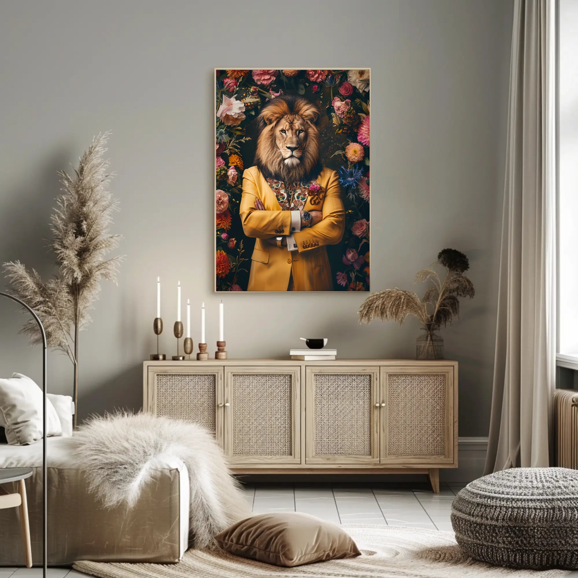 Majestic Anthropomorphic Lion Surreal Fantasy or Mythology Poster PosterGoat