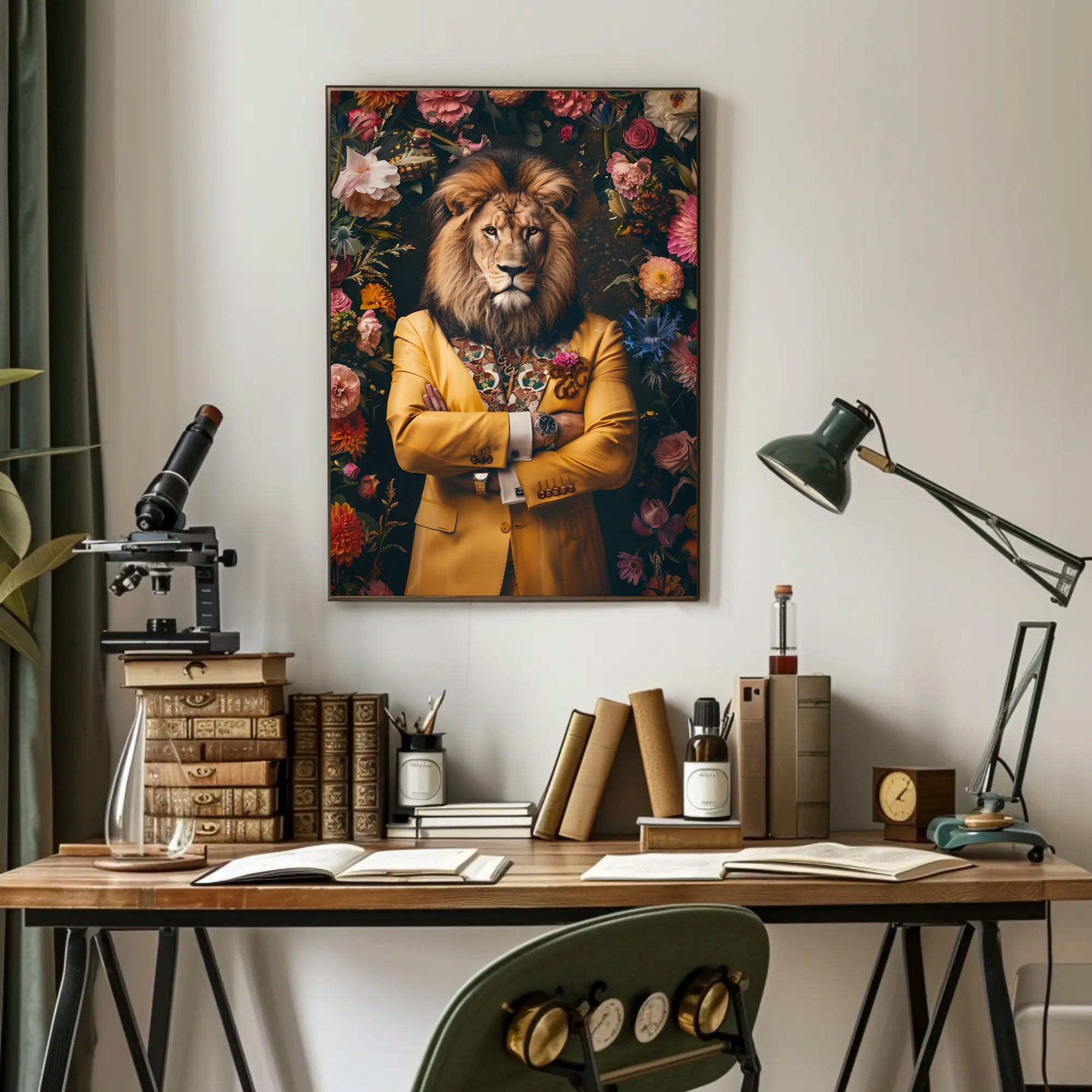 Majestic Anthropomorphic Lion Surreal Fantasy or Mythology Poster PosterGoat