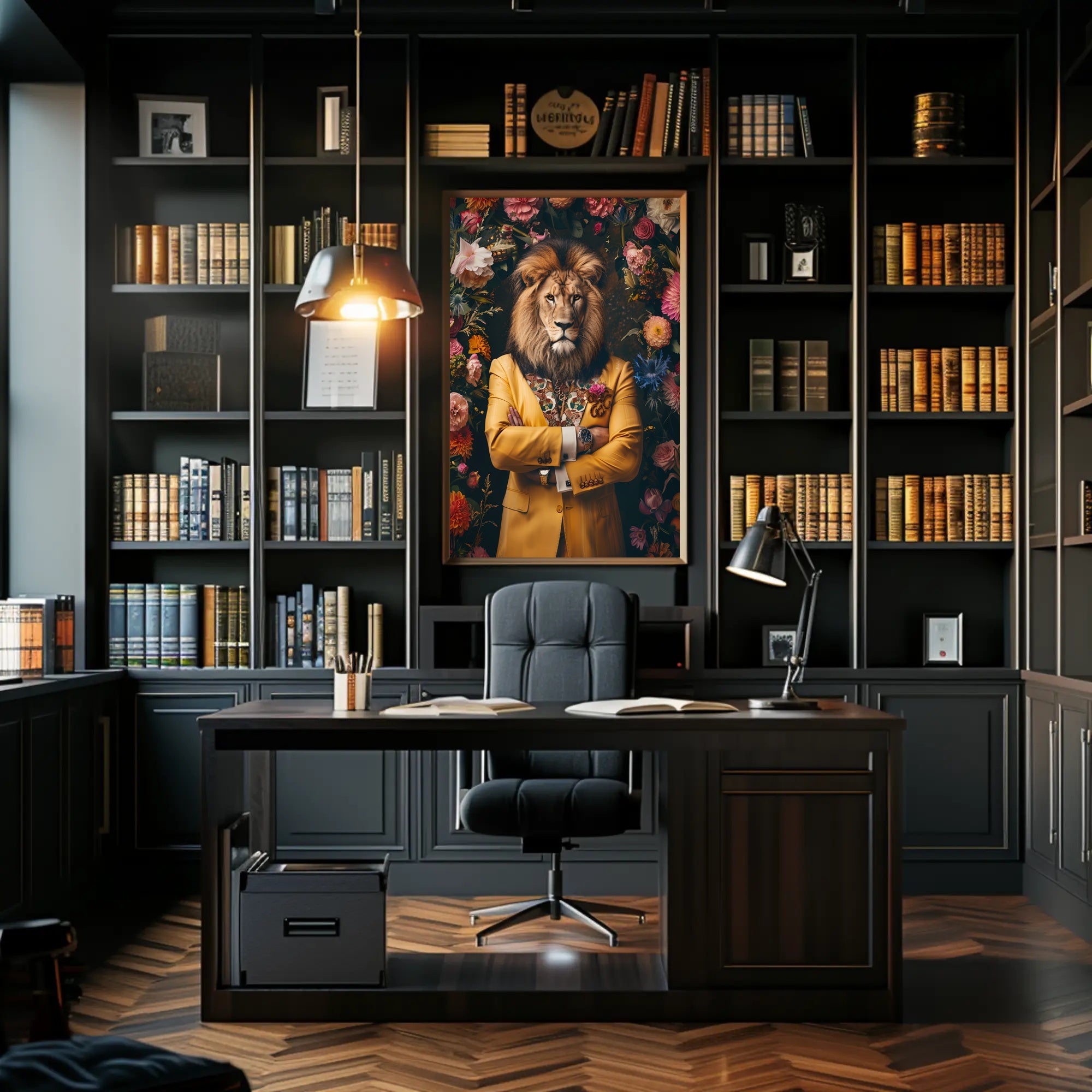 Majestic Anthropomorphic Lion Surreal Fantasy or Mythology Poster PosterGoat