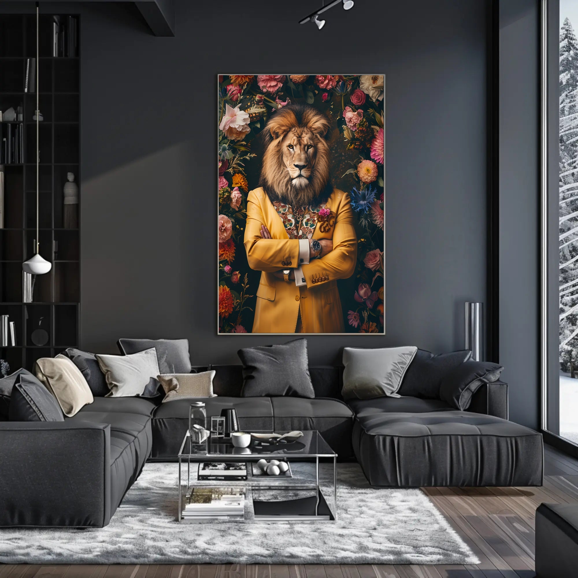 Majestic Anthropomorphic Lion Surreal Fantasy or Mythology Poster PosterGoat