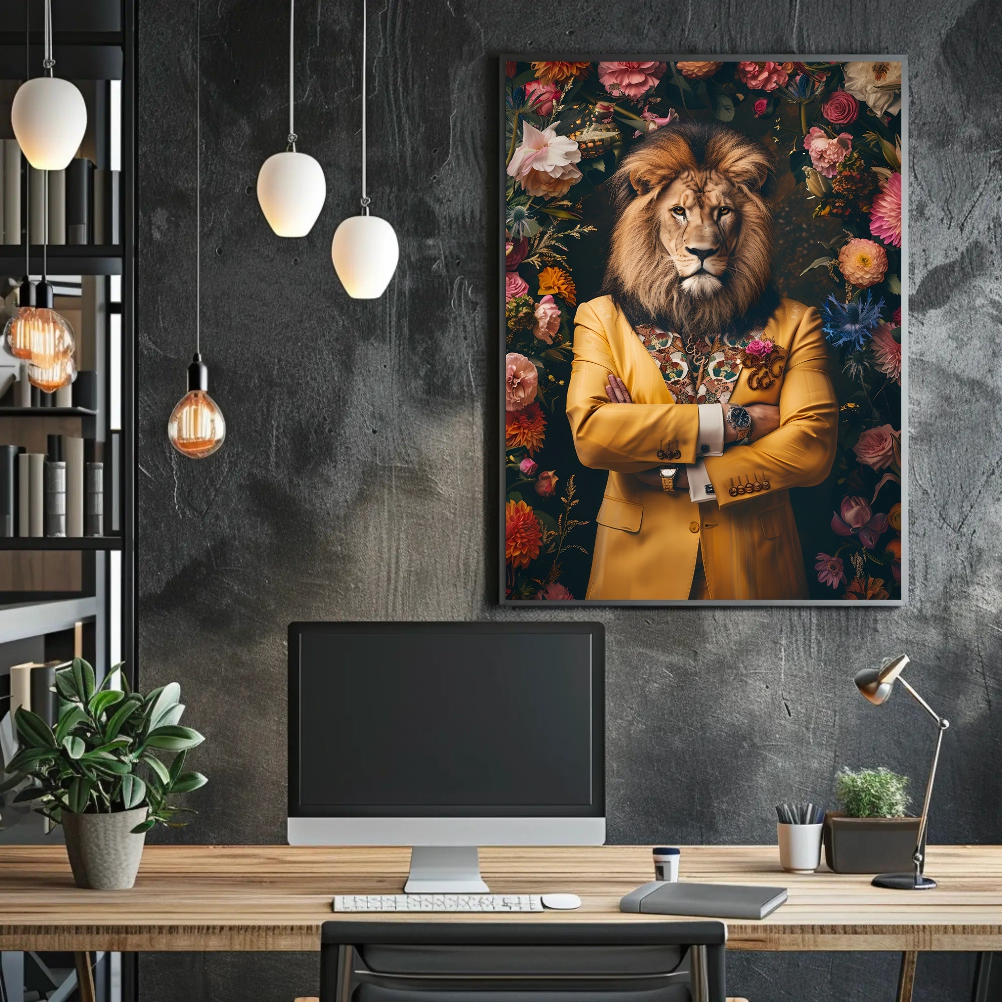 Majestic Anthropomorphic Lion Surreal Fantasy or Mythology Poster PosterGoat