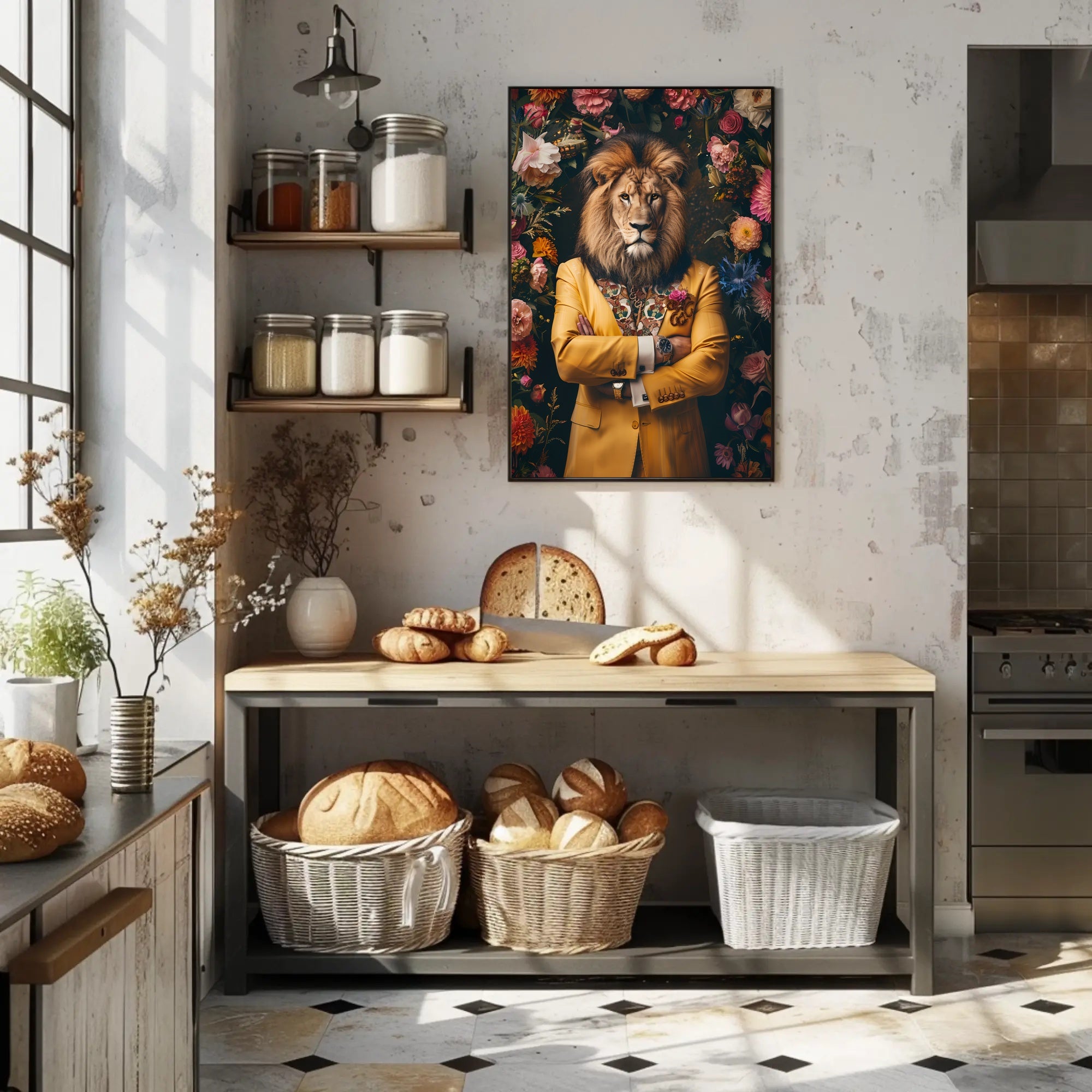 Majestic Anthropomorphic Lion Surreal Fantasy or Mythology Poster PosterGoat