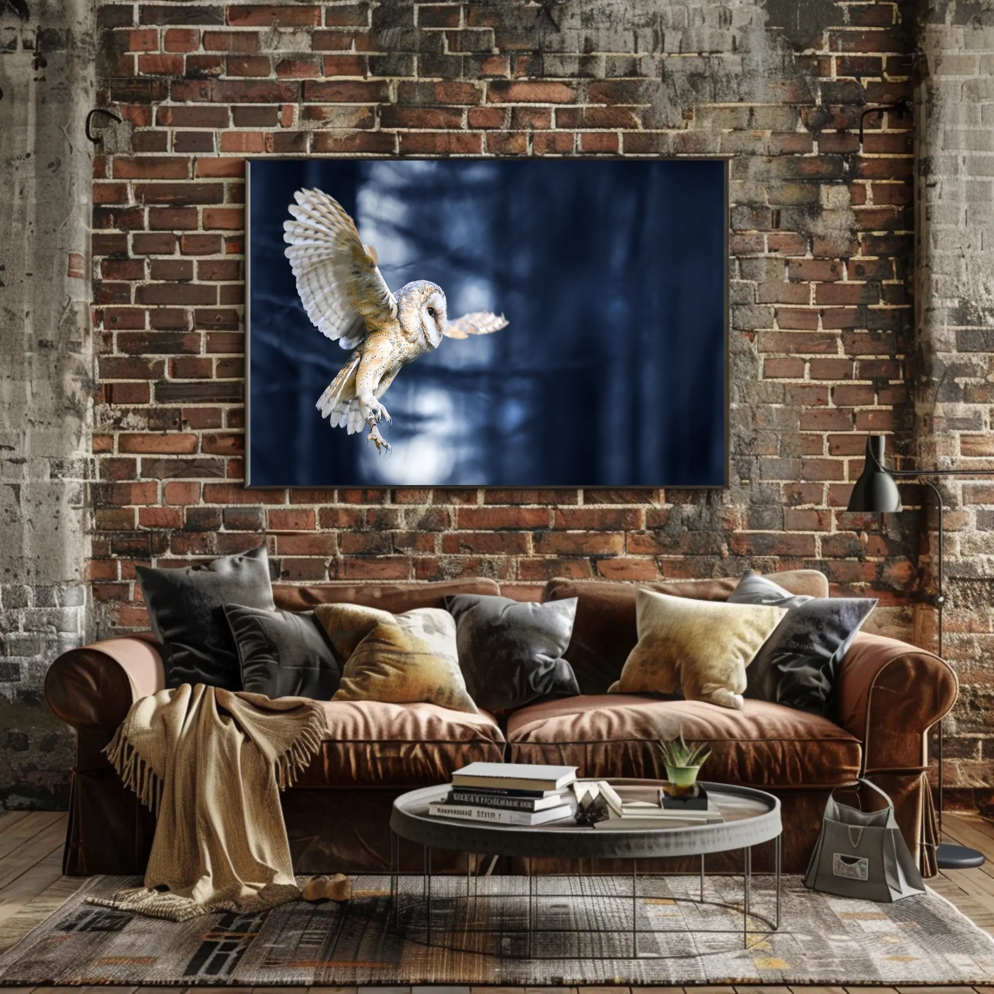 Majestic Barn Owl Flight in Nocturnal Forest Animal Poster PosterGoat