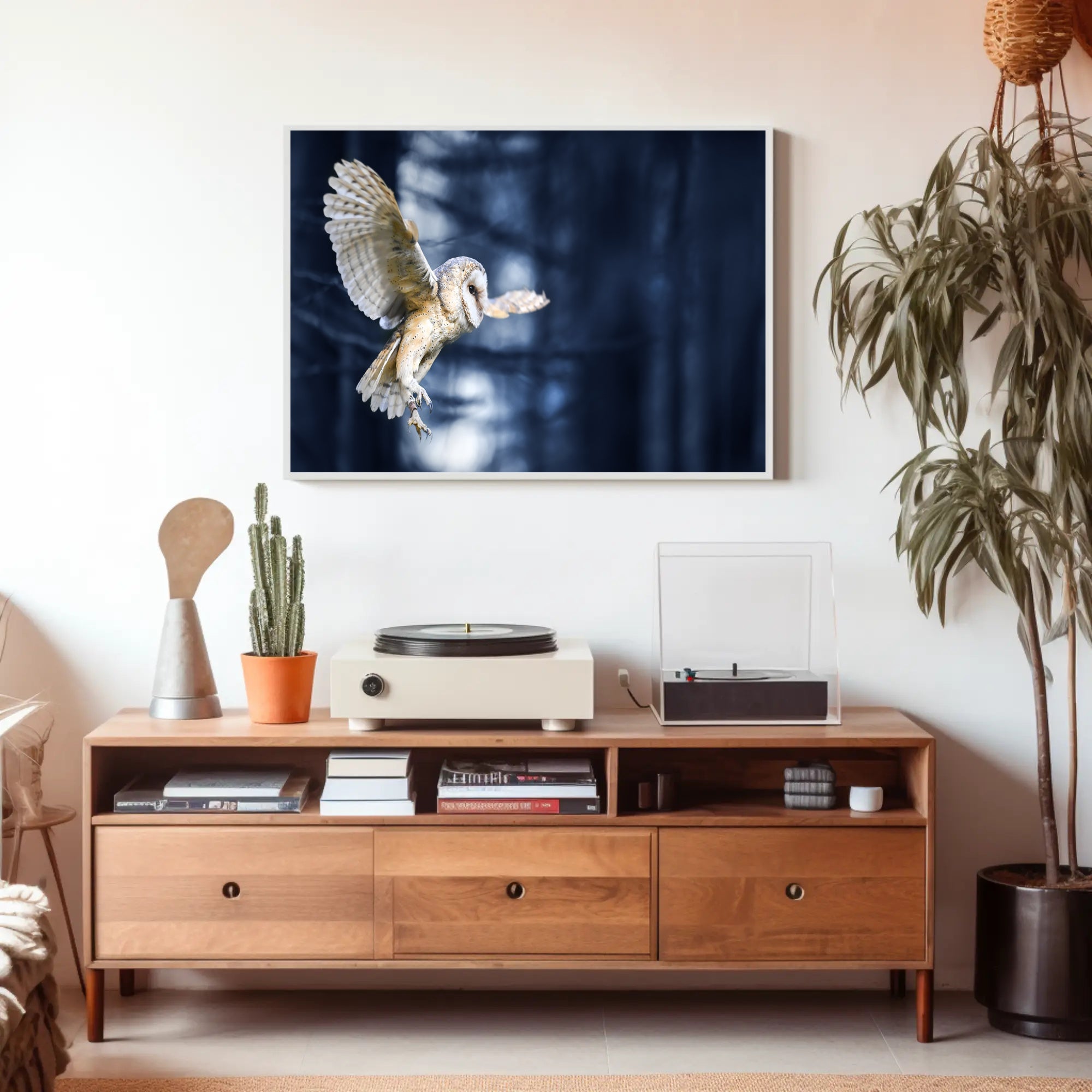 Majestic Barn Owl Flight in Nocturnal Forest Animal Poster PosterGoat