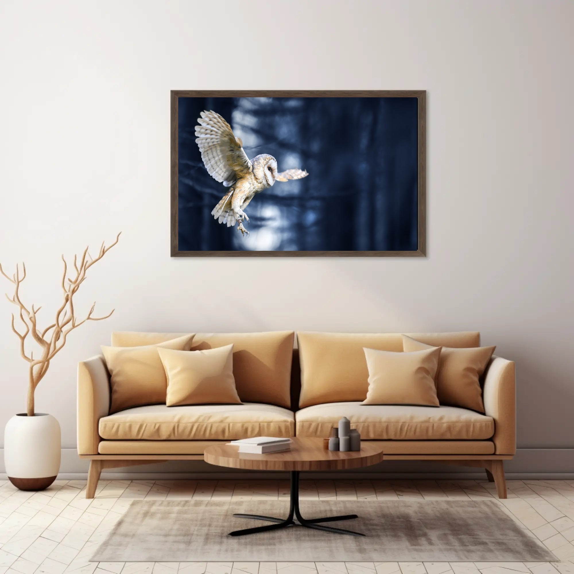 Majestic Barn Owl Flight in Nocturnal Forest Animal Poster PosterGoat