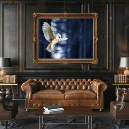 Majestic Barn Owl Flight in Nocturnal Forest Animal Poster PosterGoat