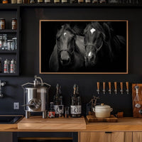 Majestic Black Horses Artwork: Elegant Animal Poster PosterGoat