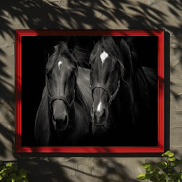 Majestic Black Horses Artwork: Elegant Animal Poster PosterGoat