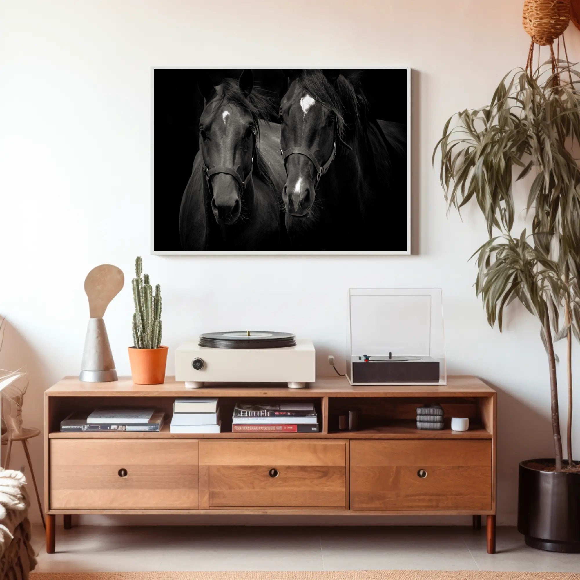 Majestic Black Horses Artwork: Elegant Animal Poster PosterGoat