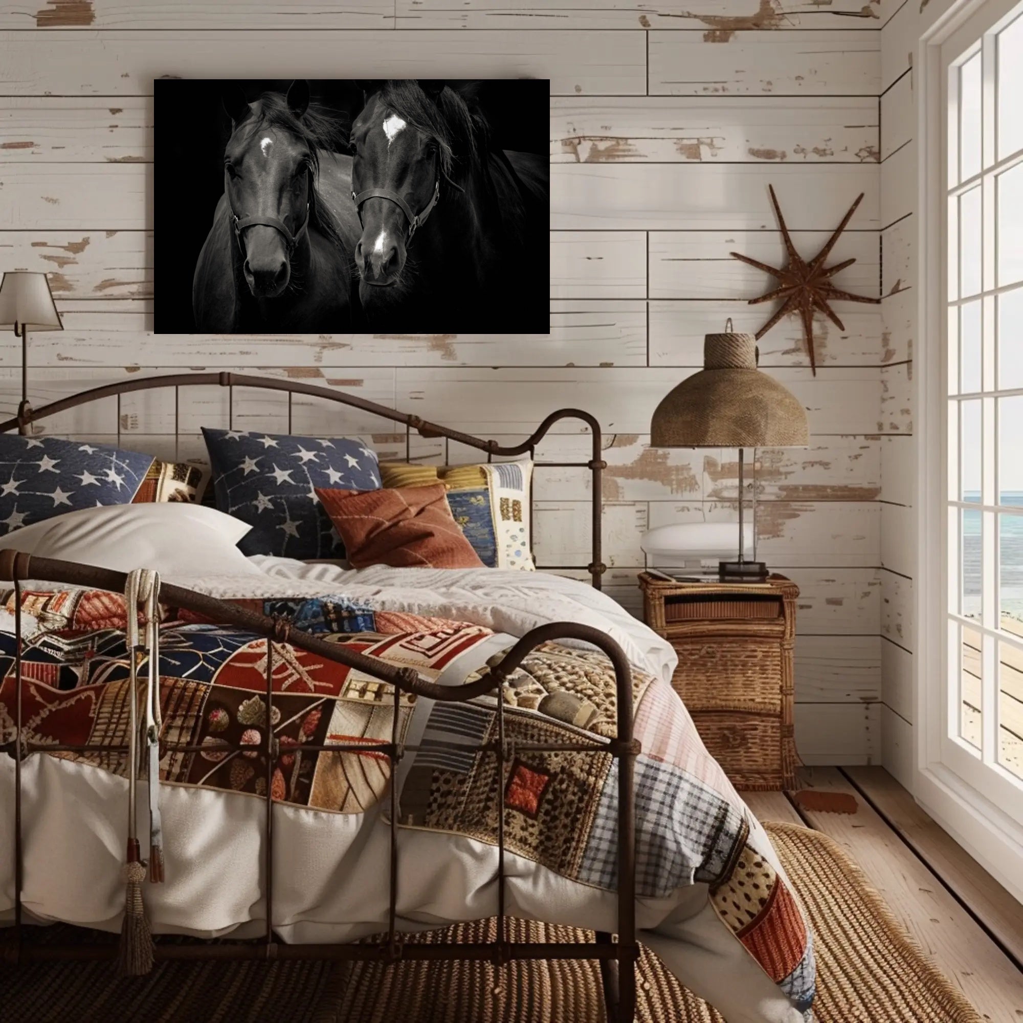 Majestic Black Horses Artwork: Elegant Animal Poster PosterGoat