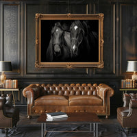 Majestic Black Horses Artwork: Elegant Animal Poster PosterGoat