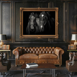 Majestic Black Horses Artwork: Elegant Animal Poster PosterGoat