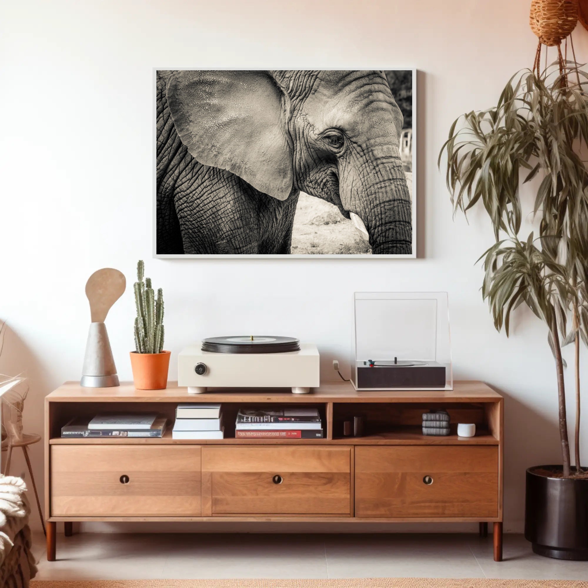 Majestic Black and White Elephant Animal Poster PosterGoat